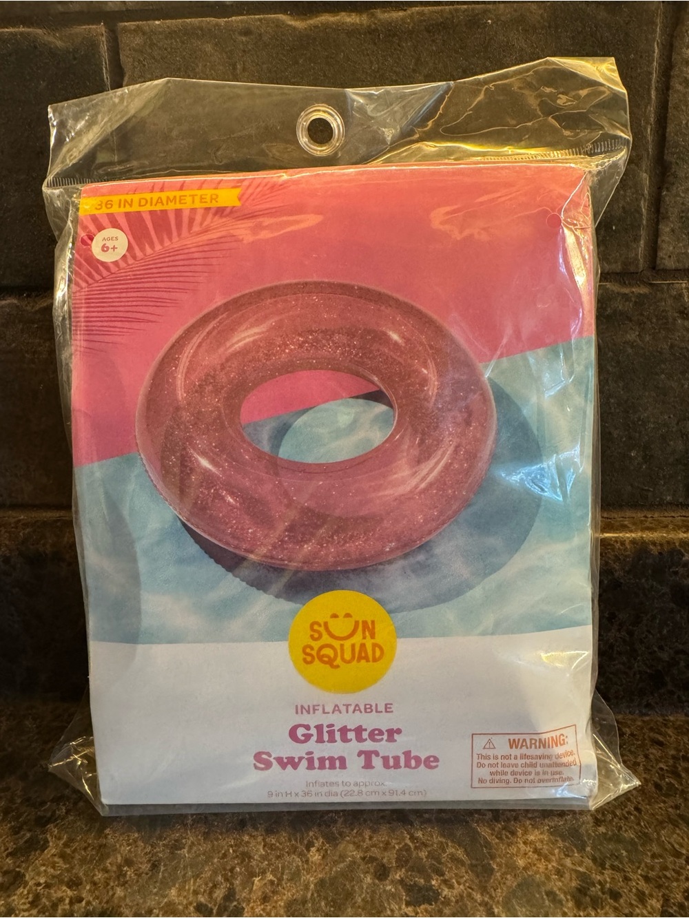 Sun Squad Glitter Pink Inflatable Swim Tube - Kids